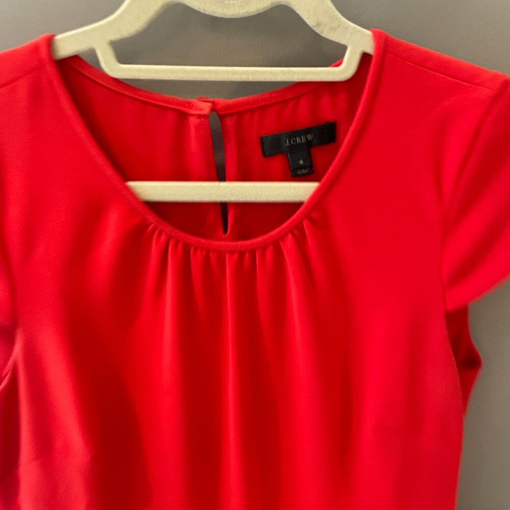 J. Crew Poppy Red A-Line Cap Sleeve Crepe Dress | 4